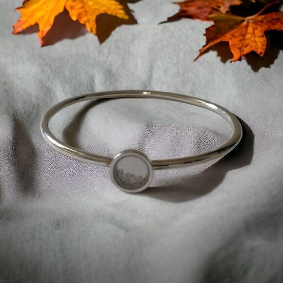 Crystal Floating Charms Locket Bracelet Bangle Silver Tone Modernist Academia. - Picture 15 of 16